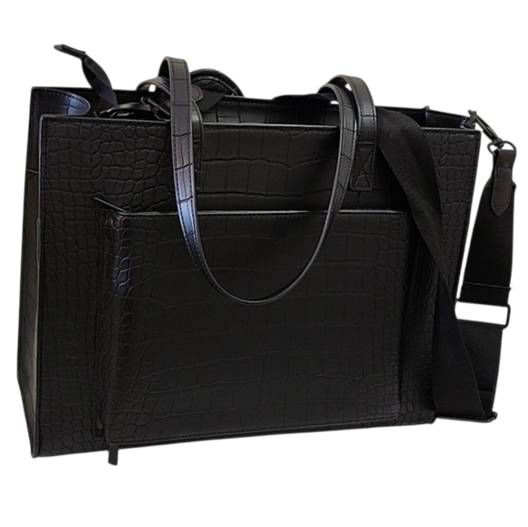 BEIS Handbags - BÉIS 'The Large Work Tote' in Black Croc Large Laptop Bag
